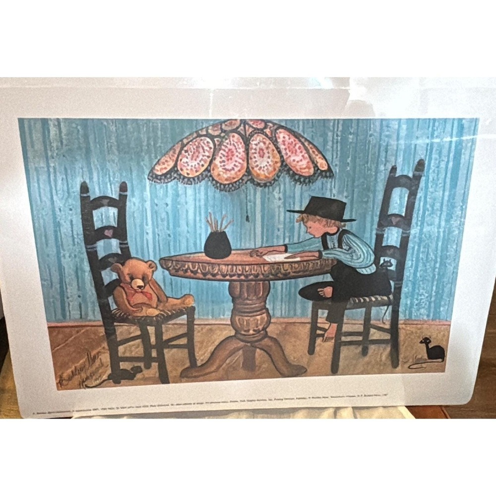 P. Buckley Moss "Homework" 1987 Numbered Print #524/1000 Reproduction